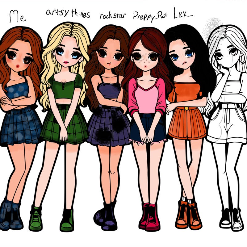 a group of girls realistic