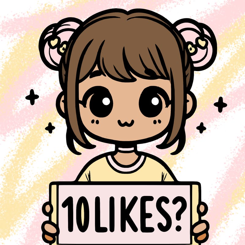 cute girl that is holding a sign that says 10 likes?