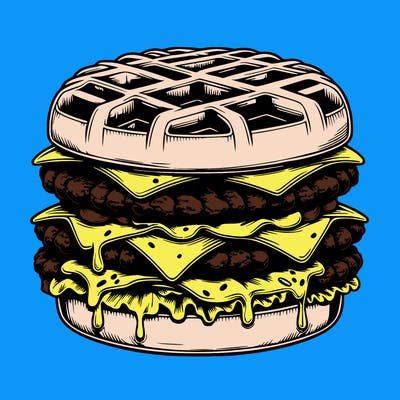 realistic waffle burger