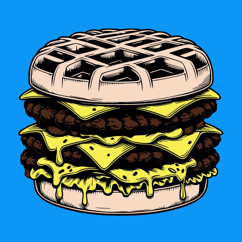 realistic waffle burger