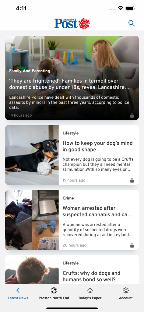 The Lancashire Evening Post - El feed de noticias de la aplicación The Lancashire Evening Post que muestra varios artículos locales