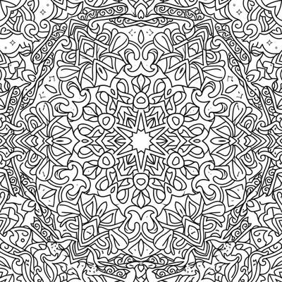 Unleash your inner artist with this captivating kaleidoscope pattern coloring page, featuring an intricate radial design. Perfect for adults and teens seeking a detailed and symmetrical challenge to bring to life with color.
