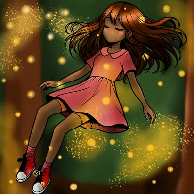 realistic girl floating