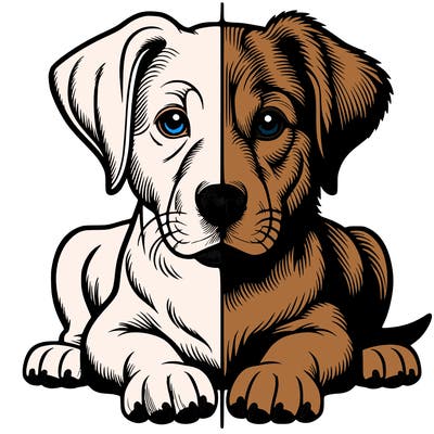 realistic dog split picture