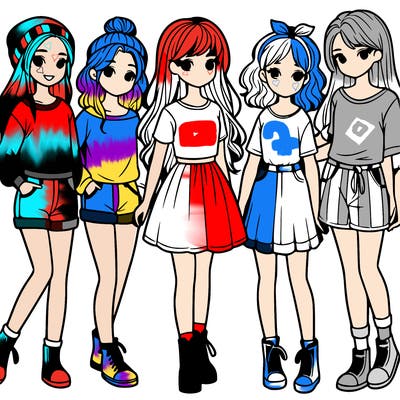 a group of five girls