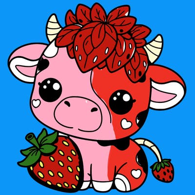 cute strawberry cow