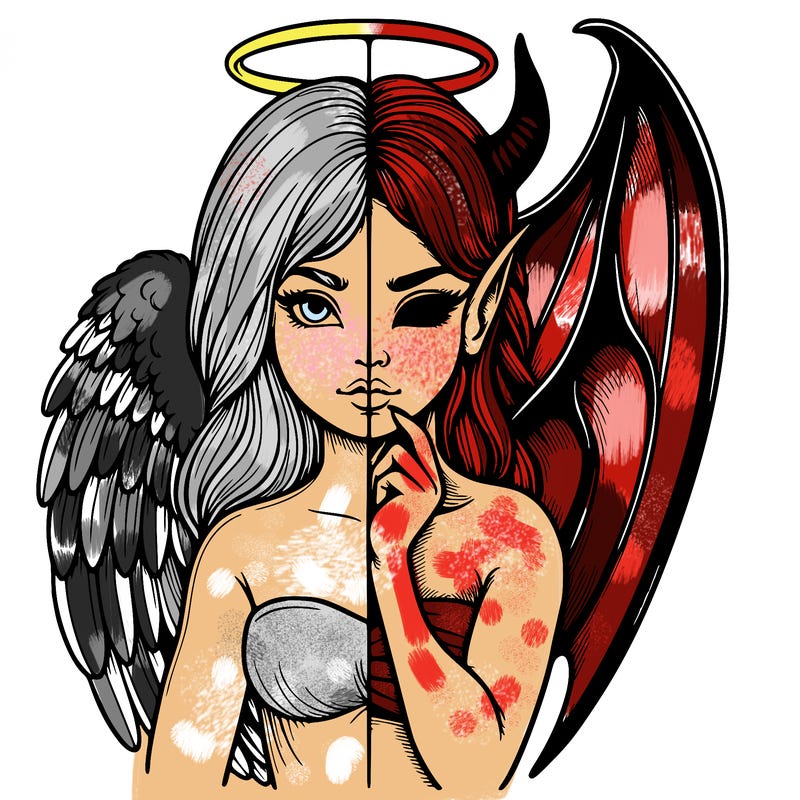 realistic angel half demon