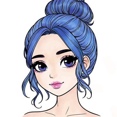 realistic pretty girl with hair in bun