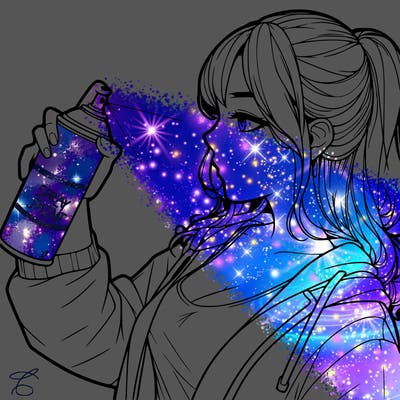 a realistic girl spray, painting