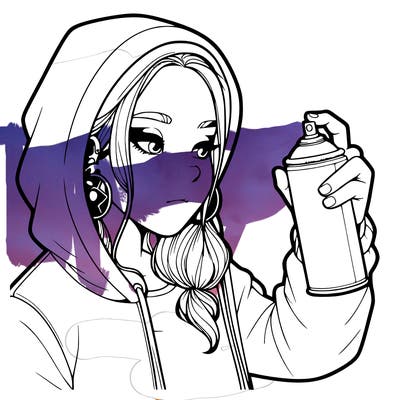 a realistic girl, spray painting