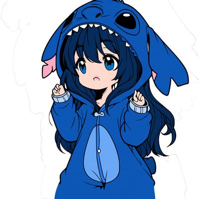anime girl in a stitch onsie