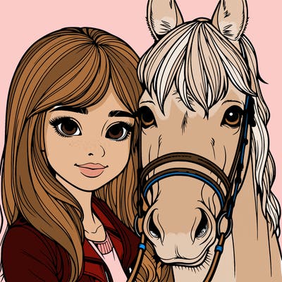 girl with horse realistic