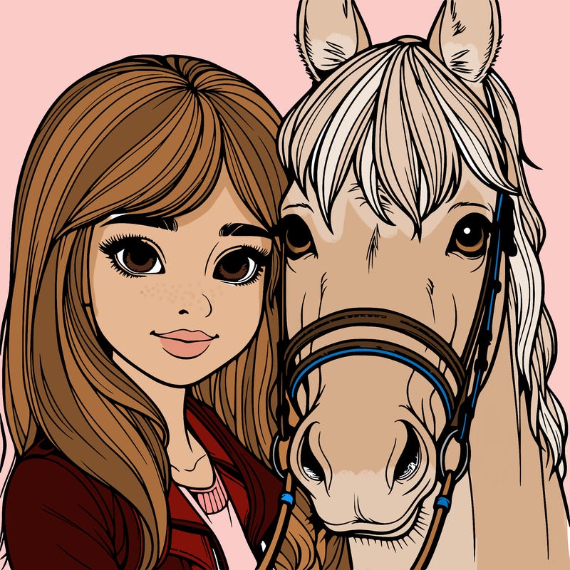 girl with horse realistic