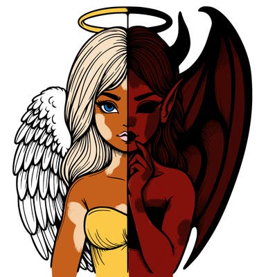 realistic angel half demon