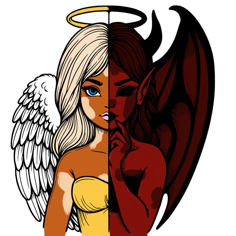 realistic angel half demon