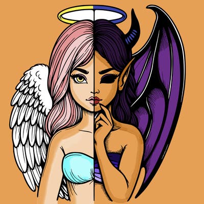 realistic angel half demon