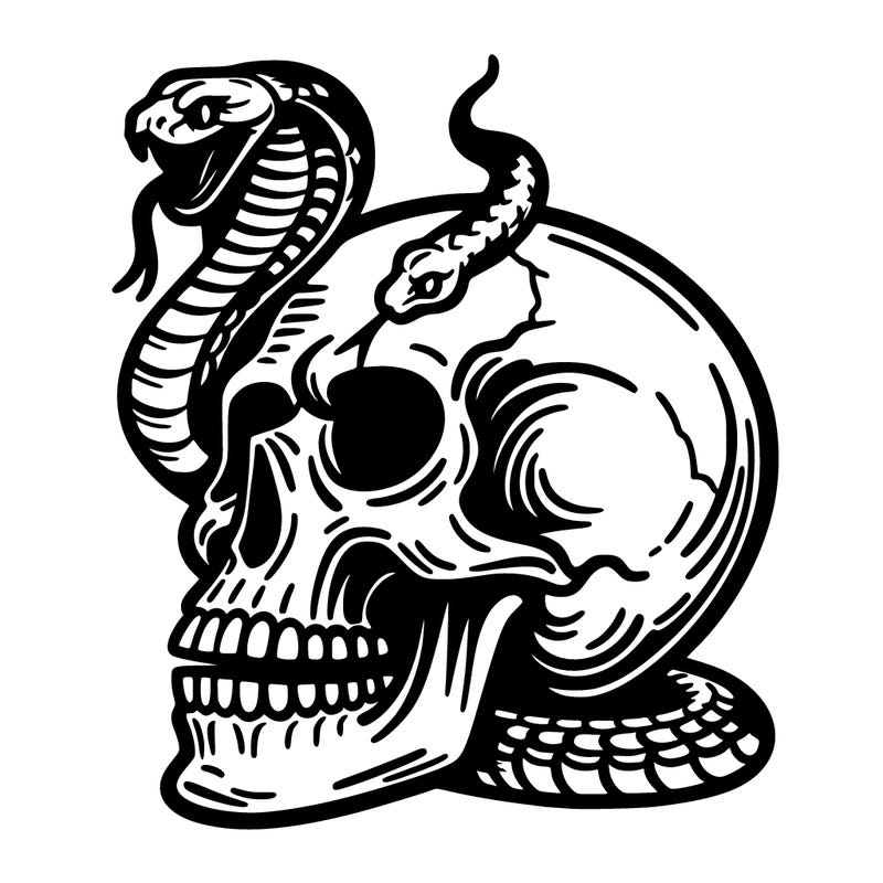 skull with cobra coming out of it