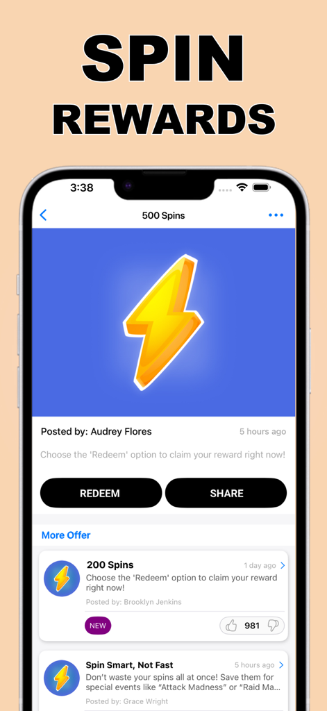 Spin Link Coin Spins- SpinLink - Spin Link app interface showing daily rewards and redeem button for free spins