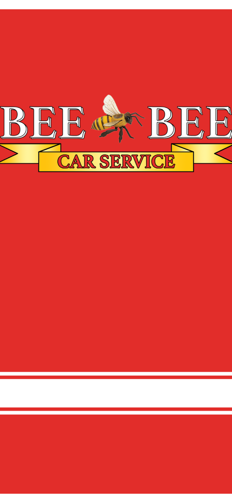 Bee Bee Car Service - 빨간색 배경에 벌 아이콘이 있는 회사 로고가 특징인 Bee Bee Car Service 모바일 앱 스플래시 화면