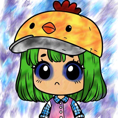 cute girl with chicken hat