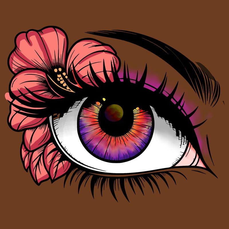 realistic eye with flower