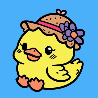 a duck with a cute flower hat