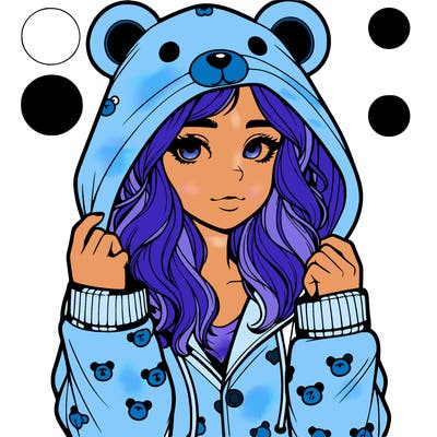 realistic girl in a animal pjs hoodie