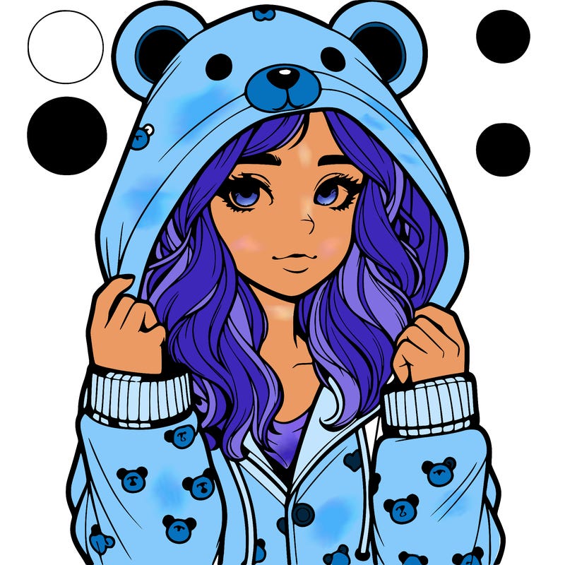 realistic girl in a animal pjs hoodie