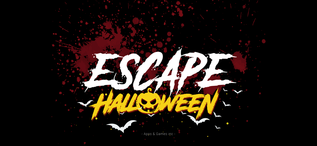 Granny Horror: Two Chapters #1 - Tela de apresentação temática de Halloween para o jogo mobile Granny Horror com respingos de sangue e morcegos