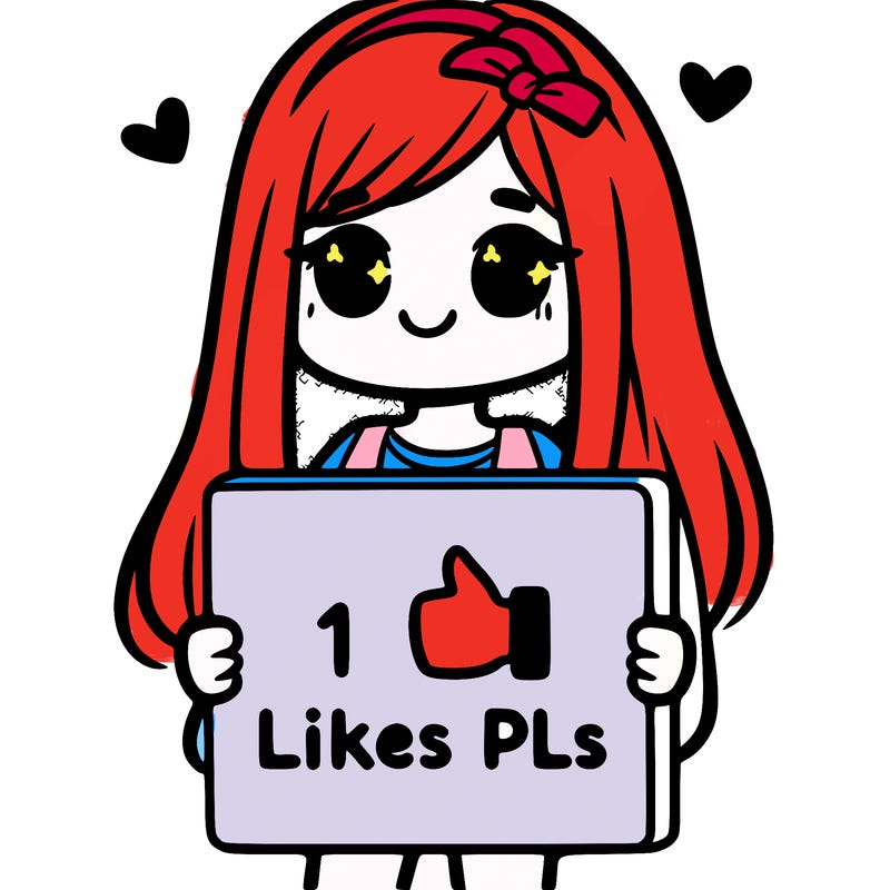 girl holding a sign saying 10 likes pls