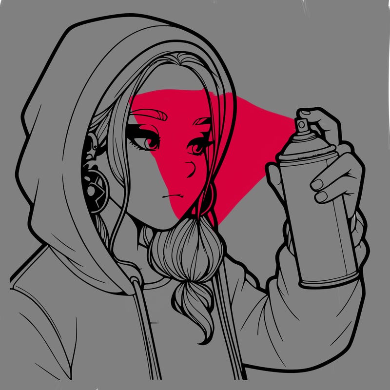 a realistic girl, spray painting