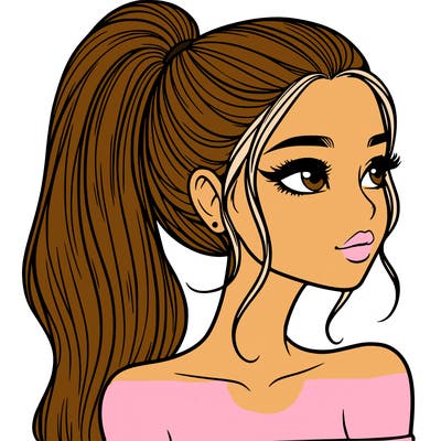 a beautiful and realistic girl with a high pony tail