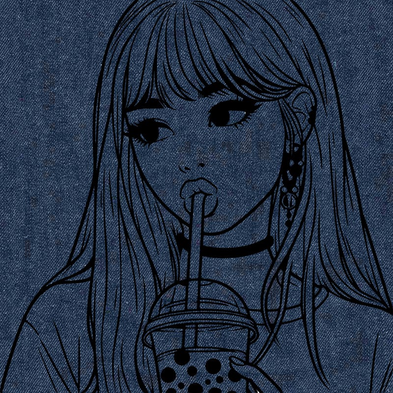 aesthetic realistic girl drinking boba