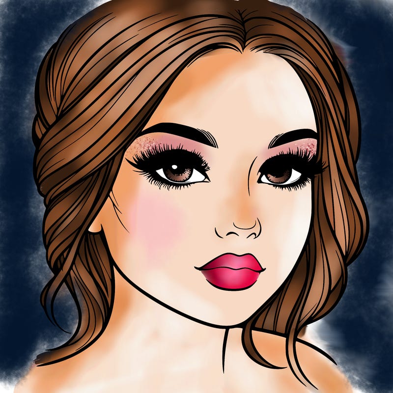 a realistic girl with makeup