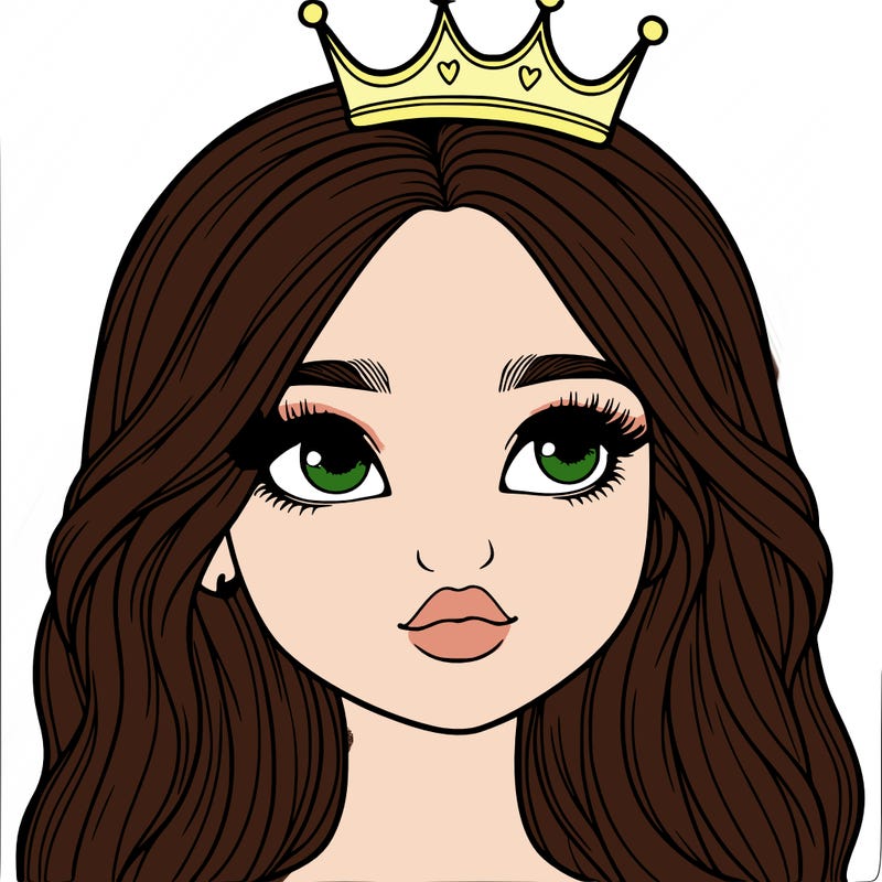 a realistic girl with a crown on