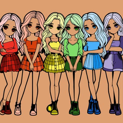 a group of girls realistic