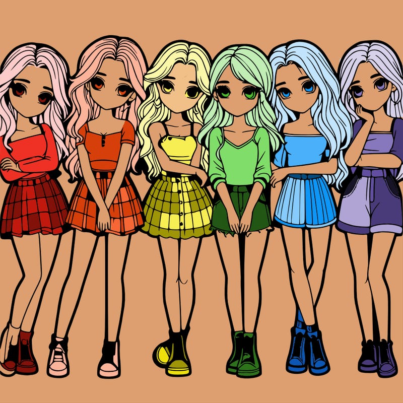 a group of girls realistic