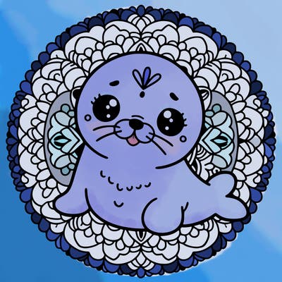 a cute baby seal mandala