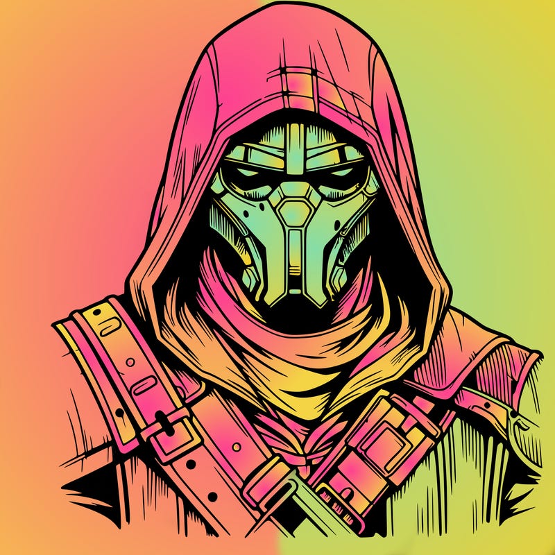 realistic warrior bounty hunter with mask and hood on