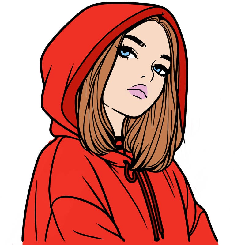 a realistic girl in a hoodie