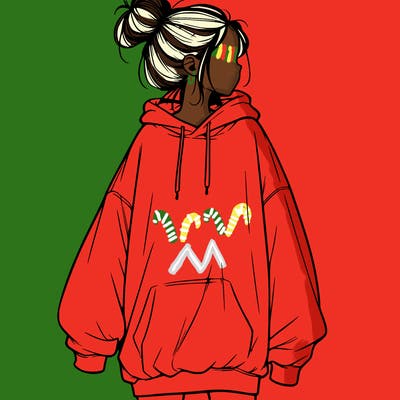 realistic girl with a oversized sweatshirt on and a bun