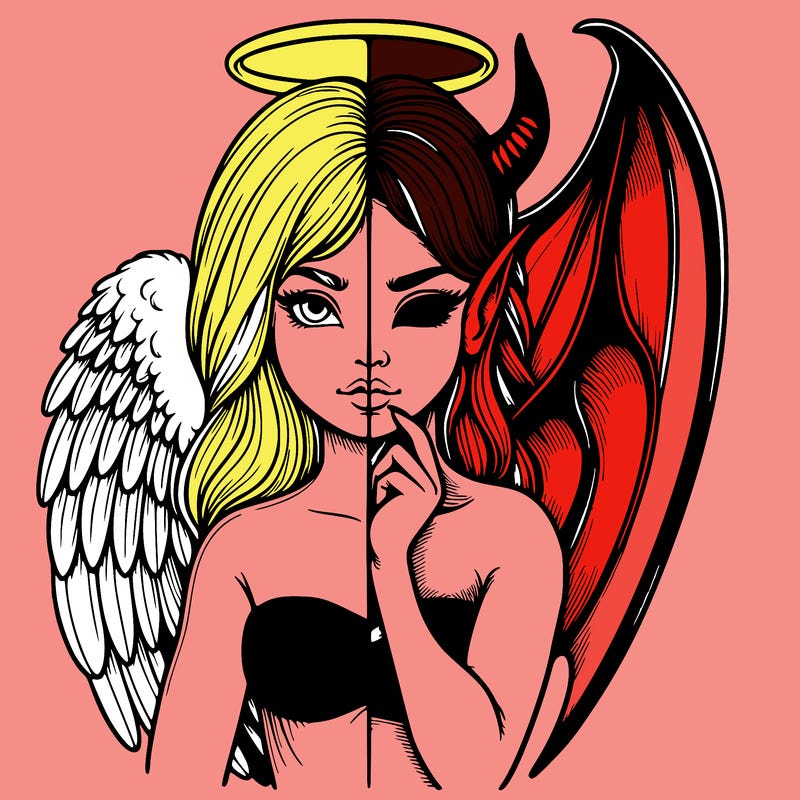 realistic angel half demon