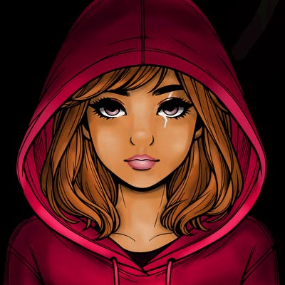 realistic girl with a hoodie