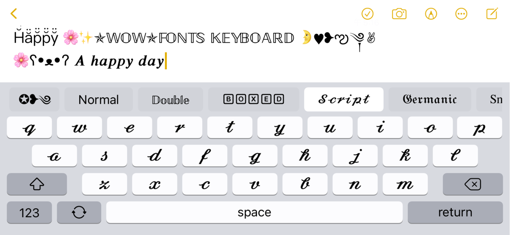 Fonts for iPhones and iPad - 스크립트 폰트와 장식 기호가 있는 사용자 정의 아이폰 키보드