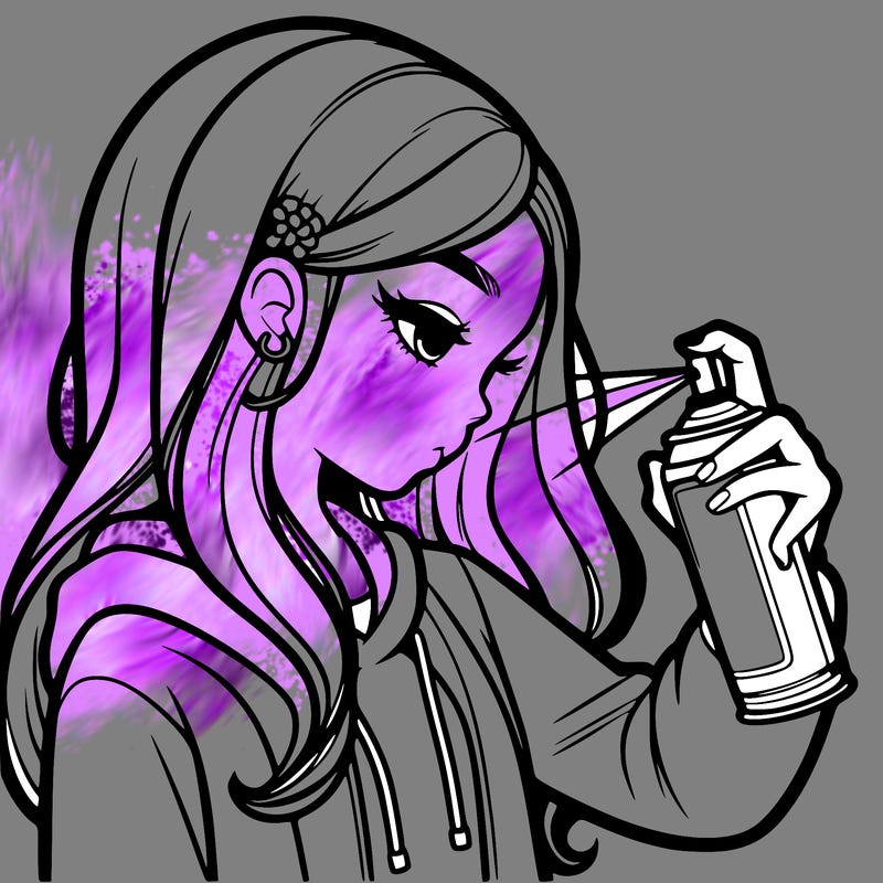 a realistic girl spray painting