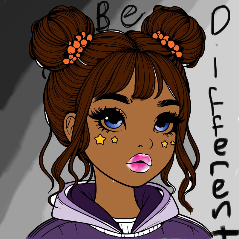 realistic girl with space buns