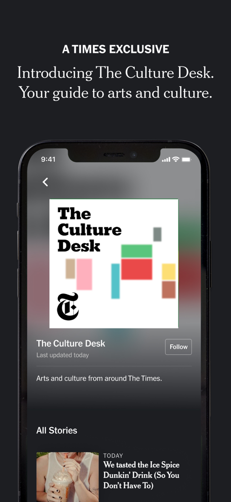 The Culture Desk show page on the NYT Audio mobile app.