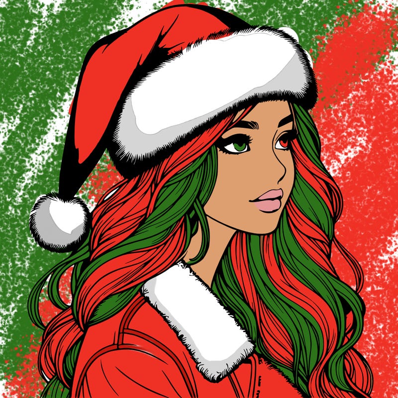 realistic girl in santa hat