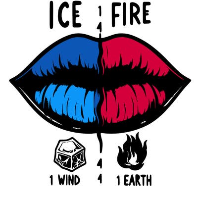 realistic lip split in fourth . 1 fourth ice 1 fire 1wind 1 earth