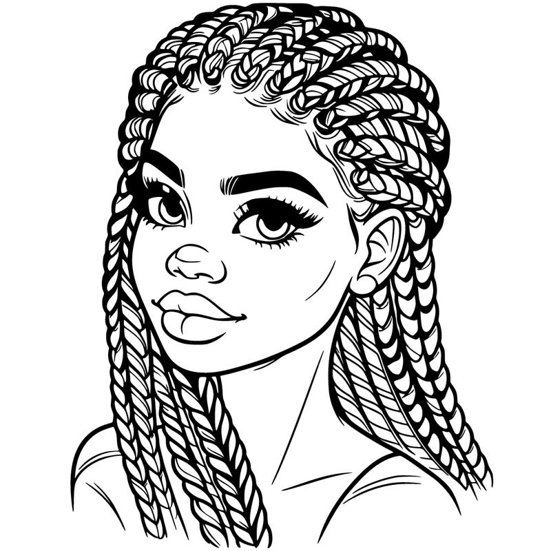 woman with realistic braids